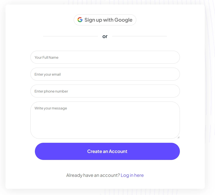 Preview of the Contact us 1 template