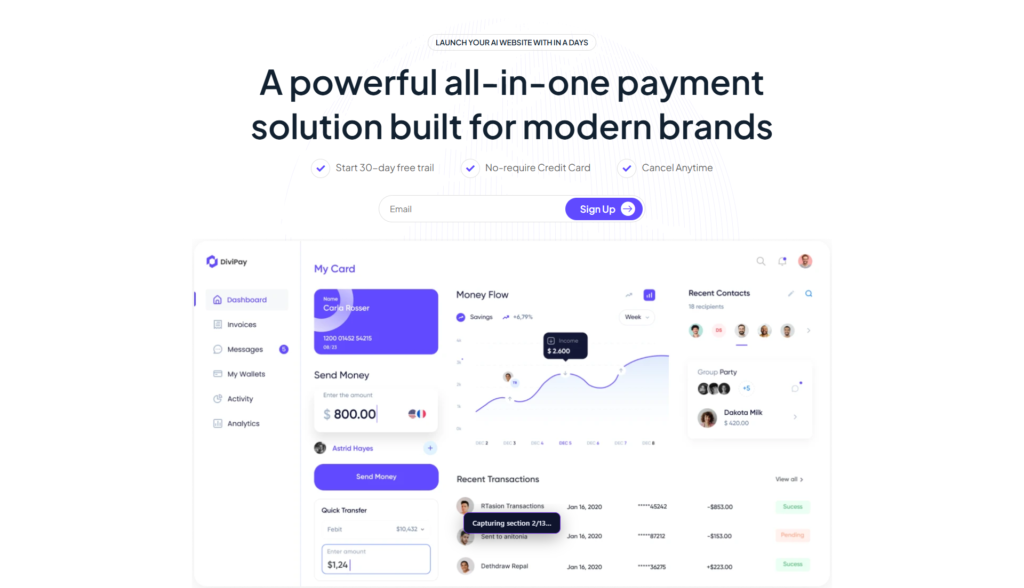Preview of the Hero (SASS) template