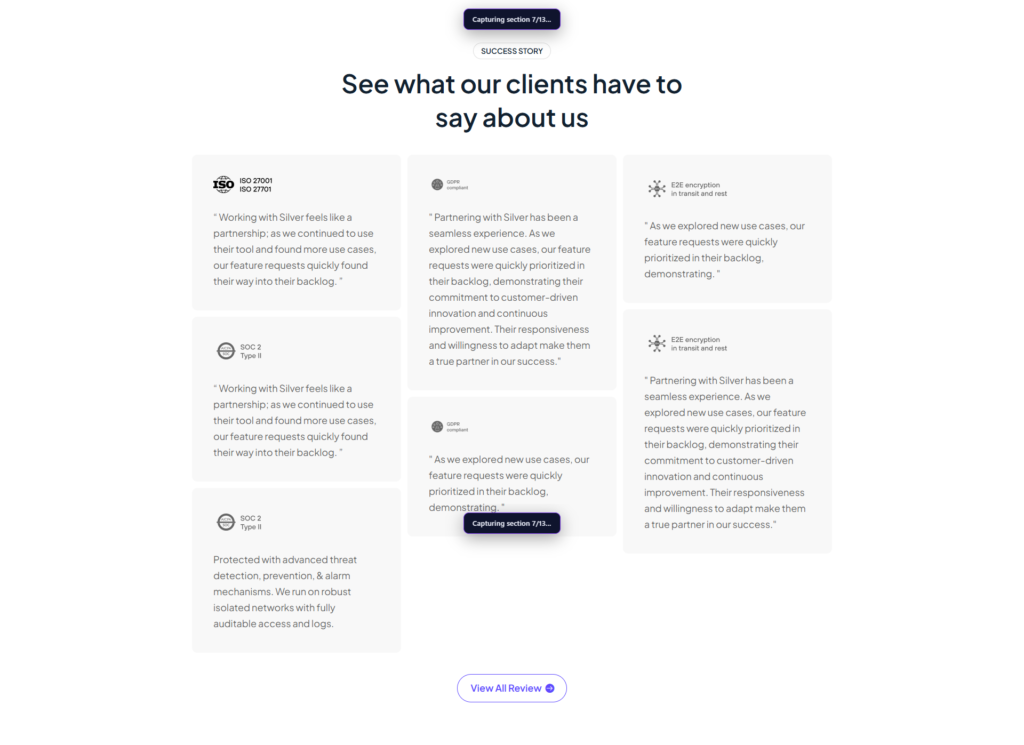 Preview of the Testimonial template