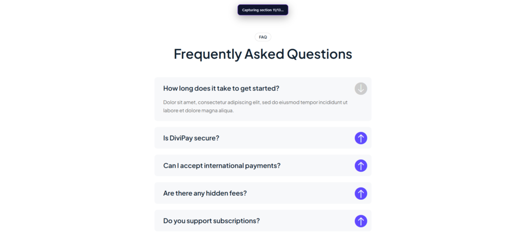 Preview of the FAQ template