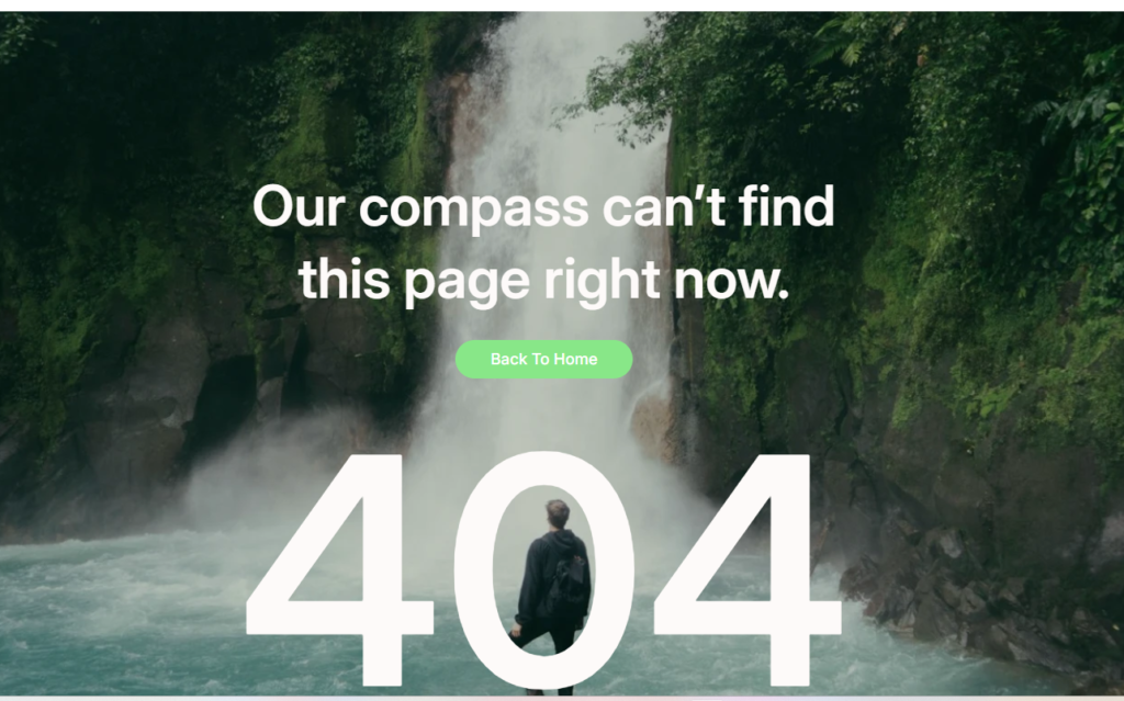 Preview of the 404 (Travel) template
