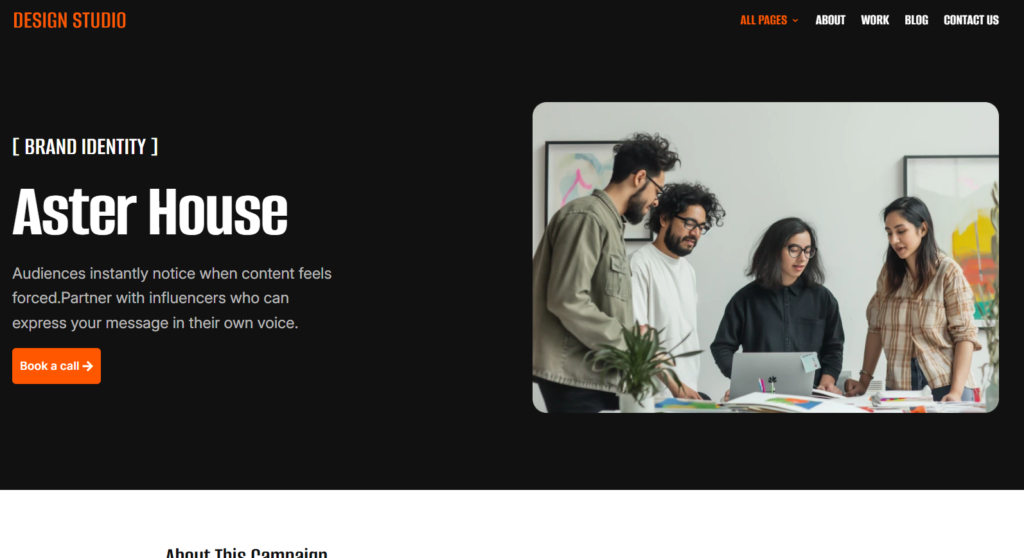 Preview of the Service Details (Design Studio) template