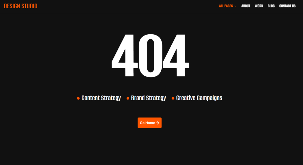 Preview of the 404 (Design Studio) template